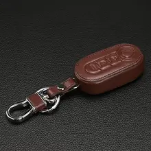 For Fiat 500 Panda Punto Bravo Leather Car Key Cover 3 Button Flip Folding Remote Key Shell Case Fob Auto accessories