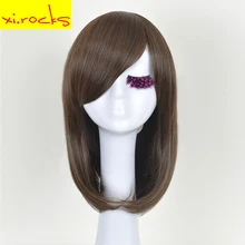 3172 Xi. rocks коричневый средней длины кудрявый натуральный боб синтетический парик для студенческой вечеринки для женщин Термостойкое волокно полный ежедневный шиньон