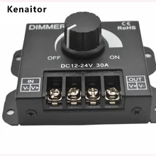 LED Dimmer DC 12V 24V 30A 360W Adjustable Brightness Lamp Bulb Strip Driver Single Color Light Power Supply Controller 5050 3528