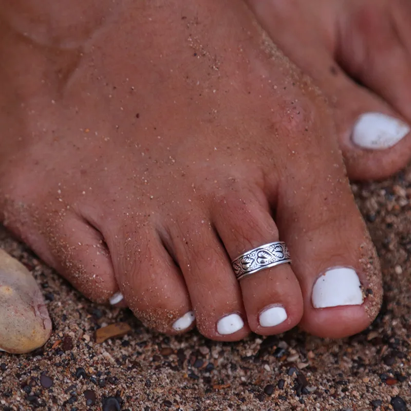 

Boho Vintage Silver Colo Star/Flower Toe Ring Open Joint Foot Finger Rings Barefoot Snadal Beach Jewelry Slightly adjustable