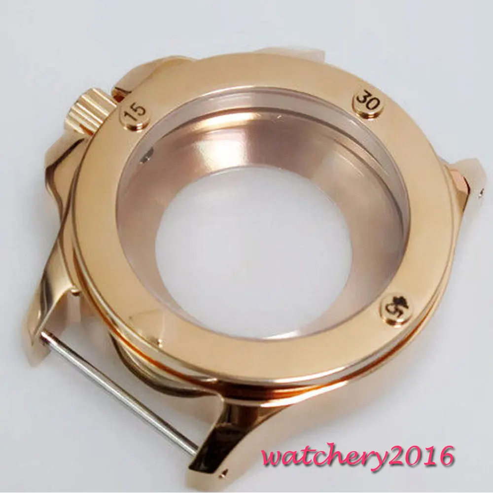 

Polished 47mm parnis Gold plated Sapphire Crystal Case fit 2824 2836 movement