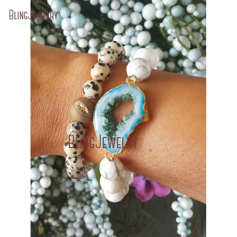 20190325-BM10751-blue agate druzy white marbled howlite bracelet druzy bracelet jewelry stackable bracelet boho jewelry_4