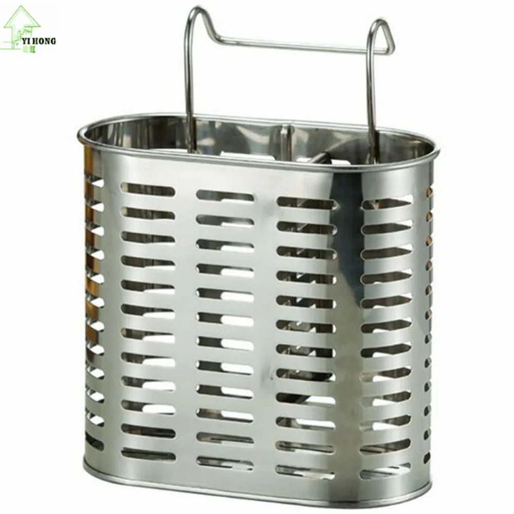 

YI HONG 304 Stainless Steel High Quality Kitchenware Storage Holder Hollow Out Drain Water Type Tableware Storage Cage A1150c