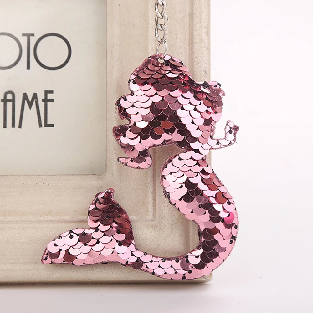 

Sequin Mermaid Keychains Colorful Women Girl Lady's Reversible Key Chain Keyring for Bag Handbag Pendant