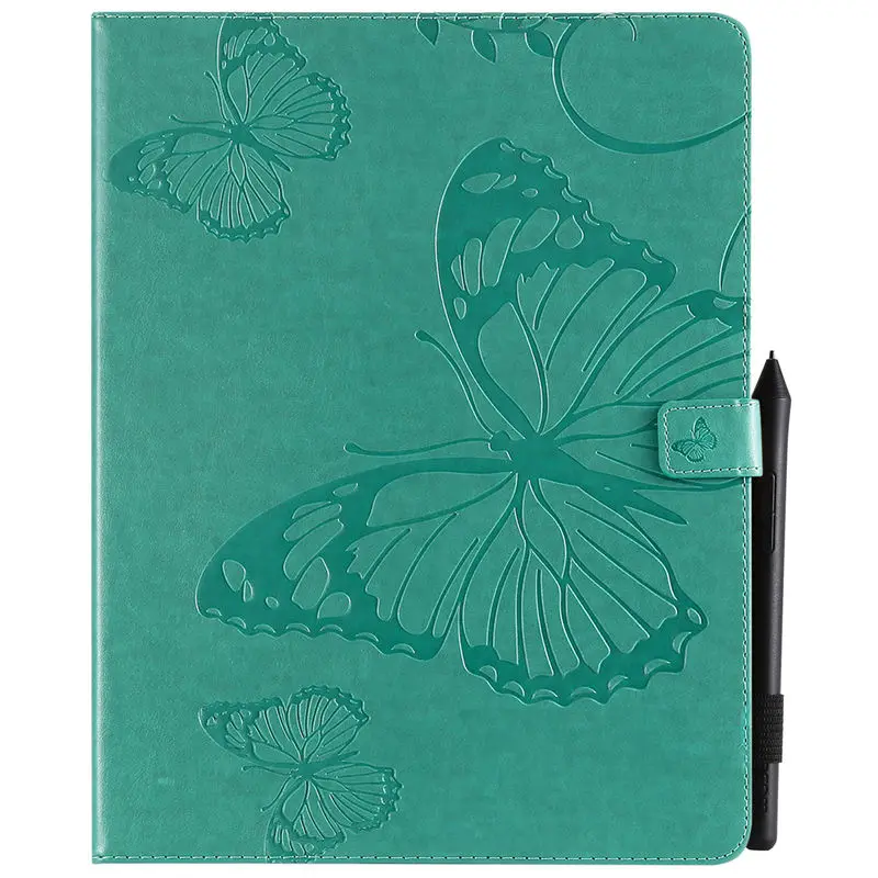 Чехол для iPad Pro 12,9 чехол Чехол Funda для iPad Pro 12,9 A1876 A2014 A1895 A1983 чехол-портмоне с тиснением в виде бабочки узор+ защитная пленка на экран+ подставка для ручек