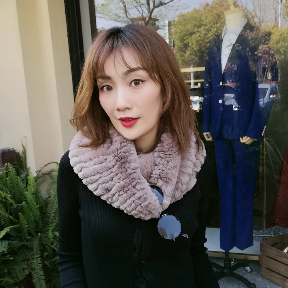 

ST.Jessi 2019 New Warm Real Rex Rabbit Knitted Fur Shawl Wraps Pullover Girls Fashion Tippet Fur Poncho Scarves Free Shipping