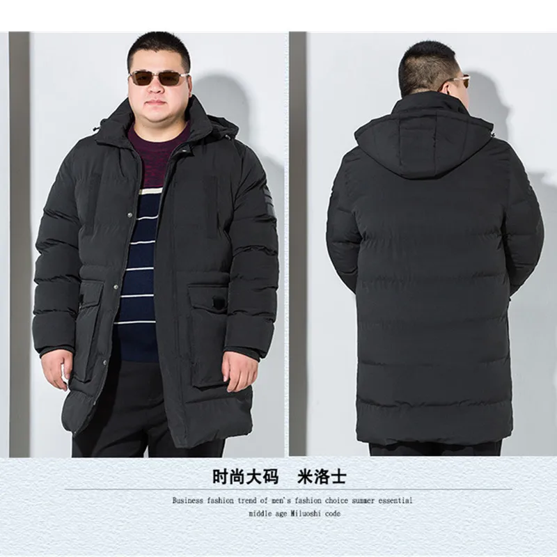 Большие размеры 8XL зимние теплые куртки для мужчин пальто с капюшоном