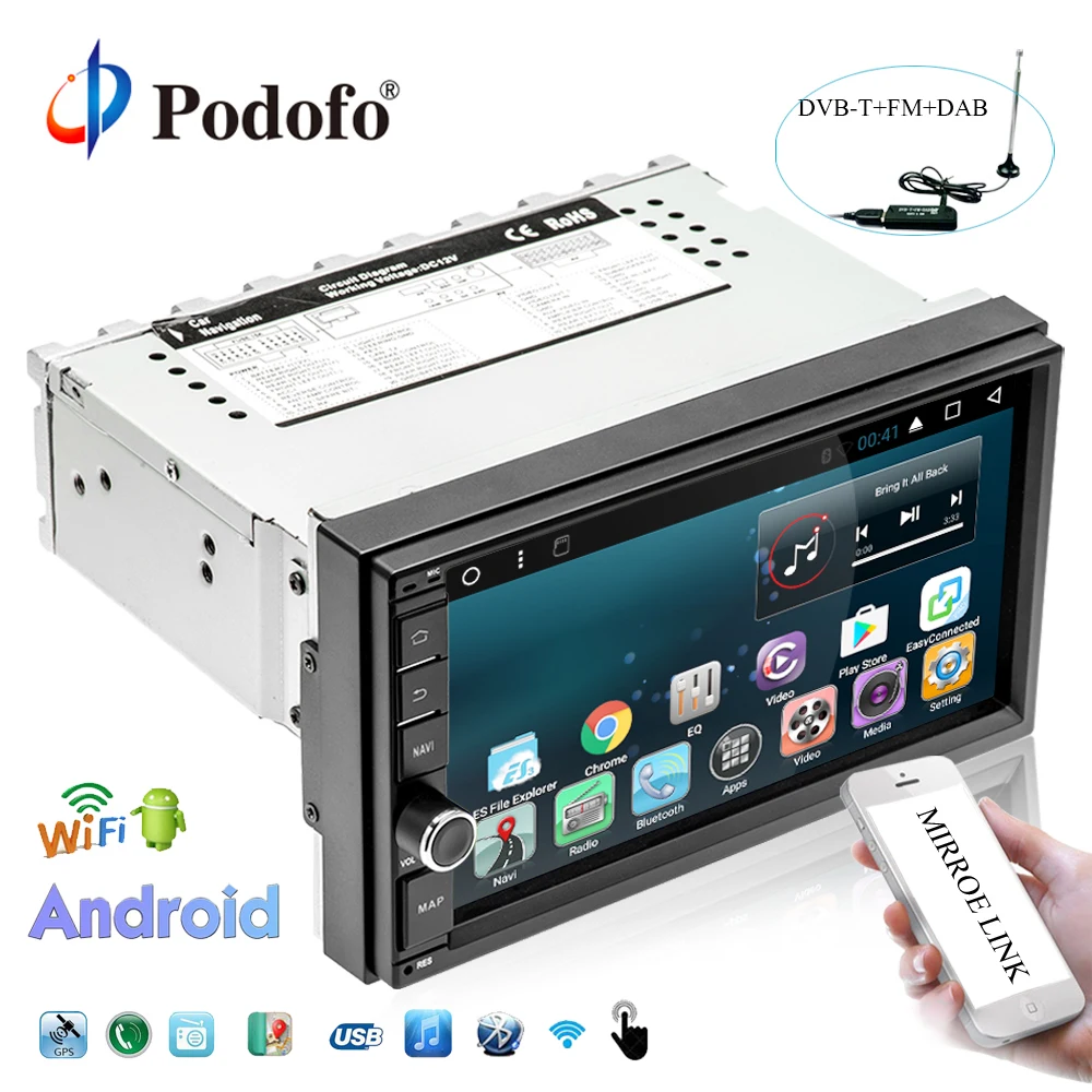 

AMPrime 2 Din Car Radio GPS Android 7.1 GPS Navigation Autoradio 7inch Touch Screen MP5 Player DAB+OBD Mirror Link Car Camera