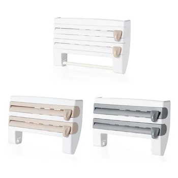 

Multifunction plastic wrap cutting Storage Rack Home Organizer Holder Space Frigerator Accessories Supplies kitchen accessories