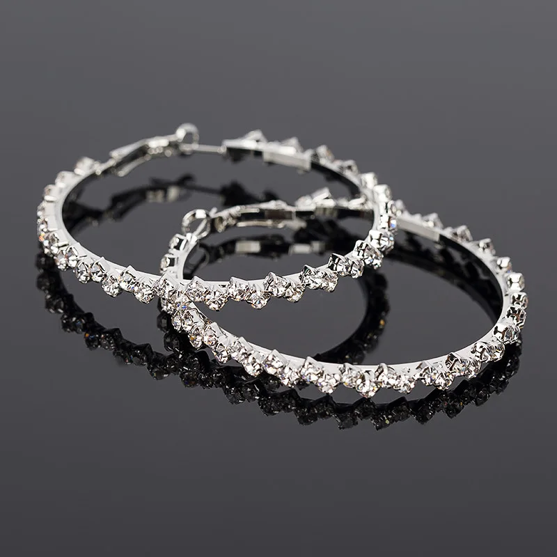 Женские серьги кольца черные стразы большие круглые 2016 # E145|earring necklace|earring steelearring