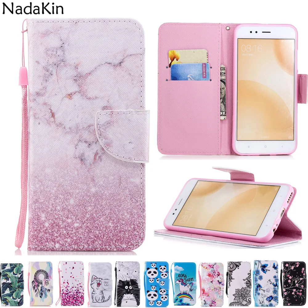 

Cute Painted Wallet Case for Xiaomi Mi A1 A2 5X 6X Redmi Y1 4A 5 Plus Note 4 4X 5A Flip Leather Cover Card Slots Money Holder