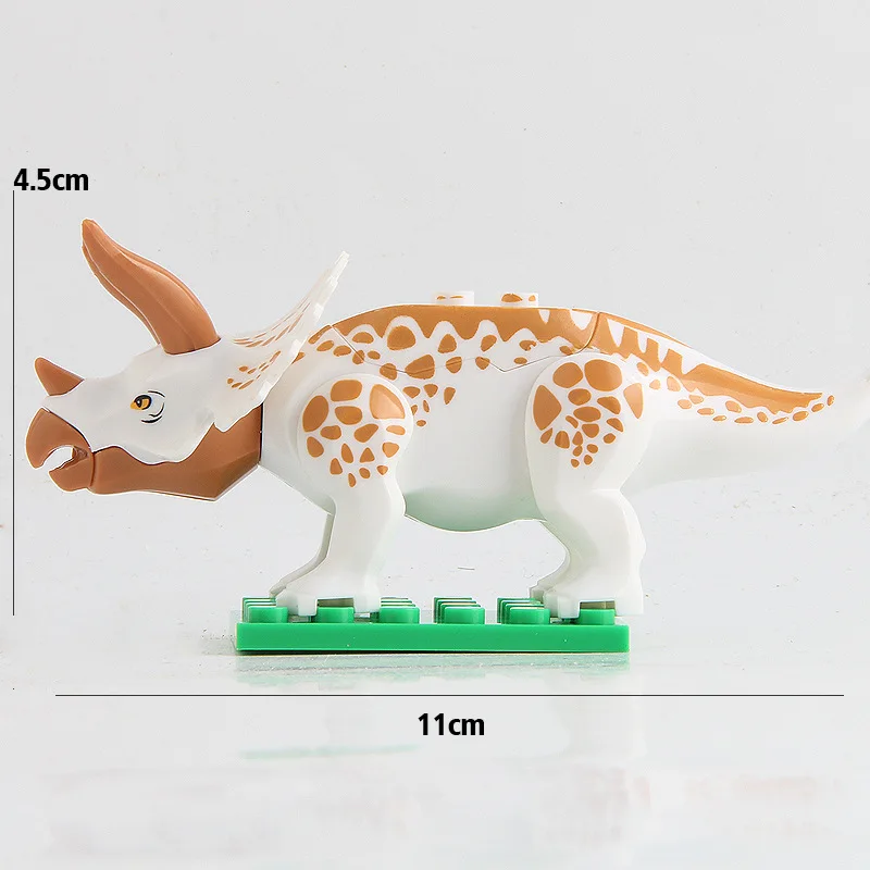Модель животного строительные блоки динозавр Юрского периода собранные блоки детские игрушки 12 видов динозавров совместимы с большинством брендов - Цвет: Triceratops B