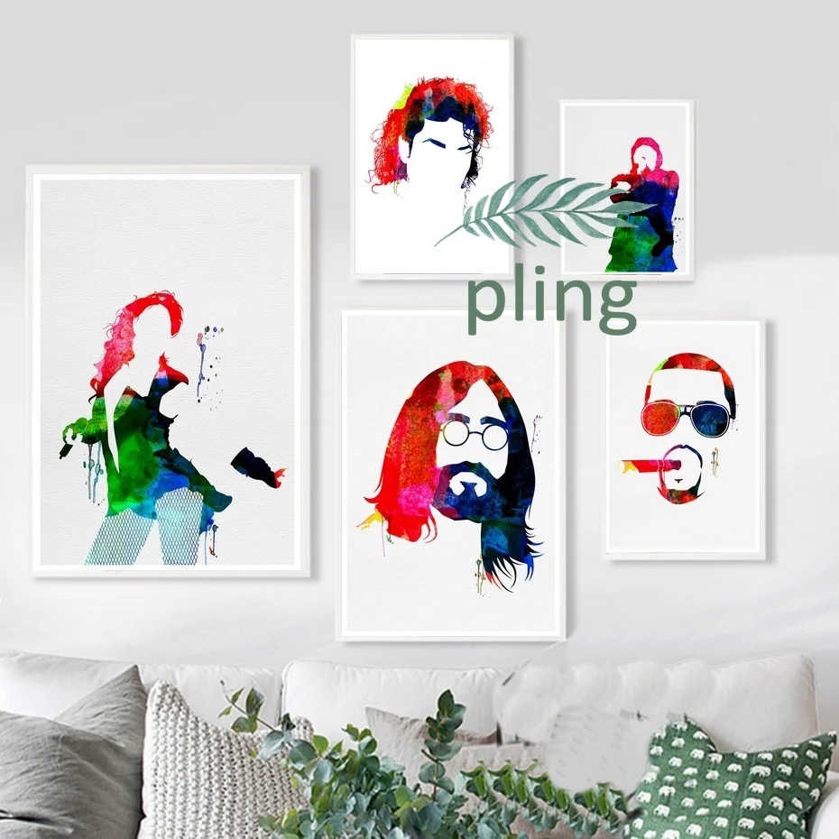 

Beyonce Michael Jackson Eminem John Lennon Kanye West Music Star Art Poster Canvas Painting Wall Pictures for Living Room