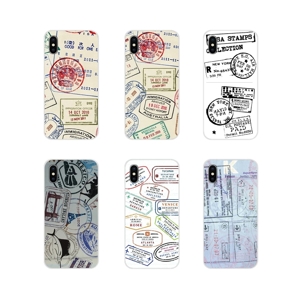 

Retro Post Card Passport Stamps For Apple iPhone X XR XS MAX 4 4S 5 5S 5C SE 6 6S 7 8 Plus ipod touch 5 6 Cell Phone Cases Cover