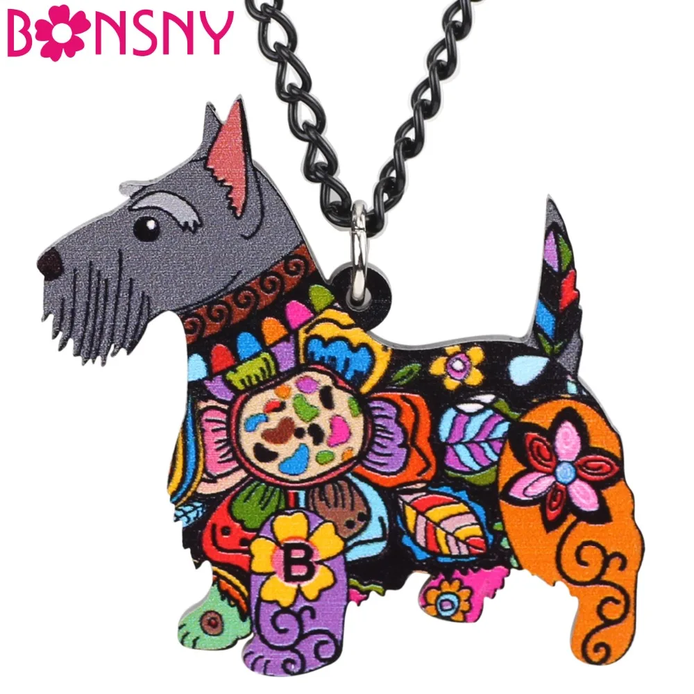 Bonsny Colar Aberdeen Scottish Terrier Dog Pingente Cadeia Gargantilha Colar Pingente Animais Jóias Da Moda Para As Mulheres Menina Nova