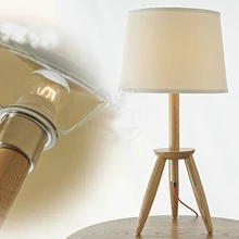 Современная Деревянная легкая льняная штора с тремя ножками лампа офисная настольная лампа для спальни отправка ems