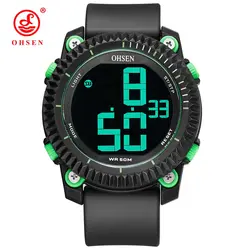 OHSEN наружные спортивные водонепроницаемые мужские наручные часы relogio masculino цифровой светодиодный Электронные зеленые военные часы