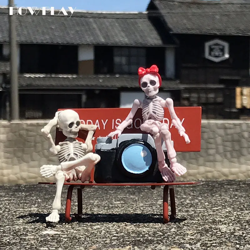 

HowPlay Free Shipping 9cm Humanoid Skeleton Mannequin Bones Skulls Model Body Changeable Doll Horror Halloween Decoration toy