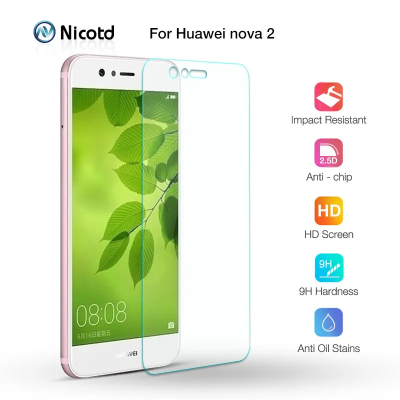 

Nicotd Screen Protector For Huawei Nova 2 9H 2.5D Transparent Tempered Glass Protective Film For Nova 2 PIC-AL00 Phone Protector