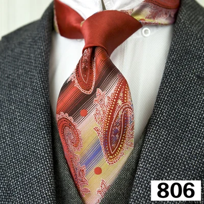 Разноцветные мужские галстуки с узором пейсли, цвета: красный, фуксия, черный, желтый, белый, зеленый, синий, галстуки, галстуки, шелк, жаккард, тканые - Цвет: 806