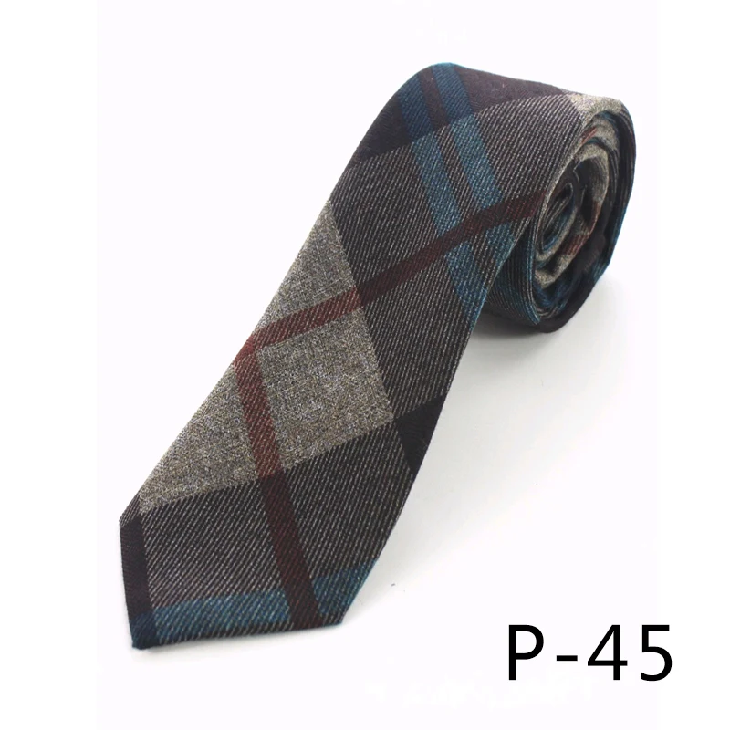 Модный мужской шерстяной хлопковый Полосатый Узкий галстук 6 см, Узкий Тонкий галстук для мужчин, повседневные Свадебные деловые галстуки gravatas - Color: P-45