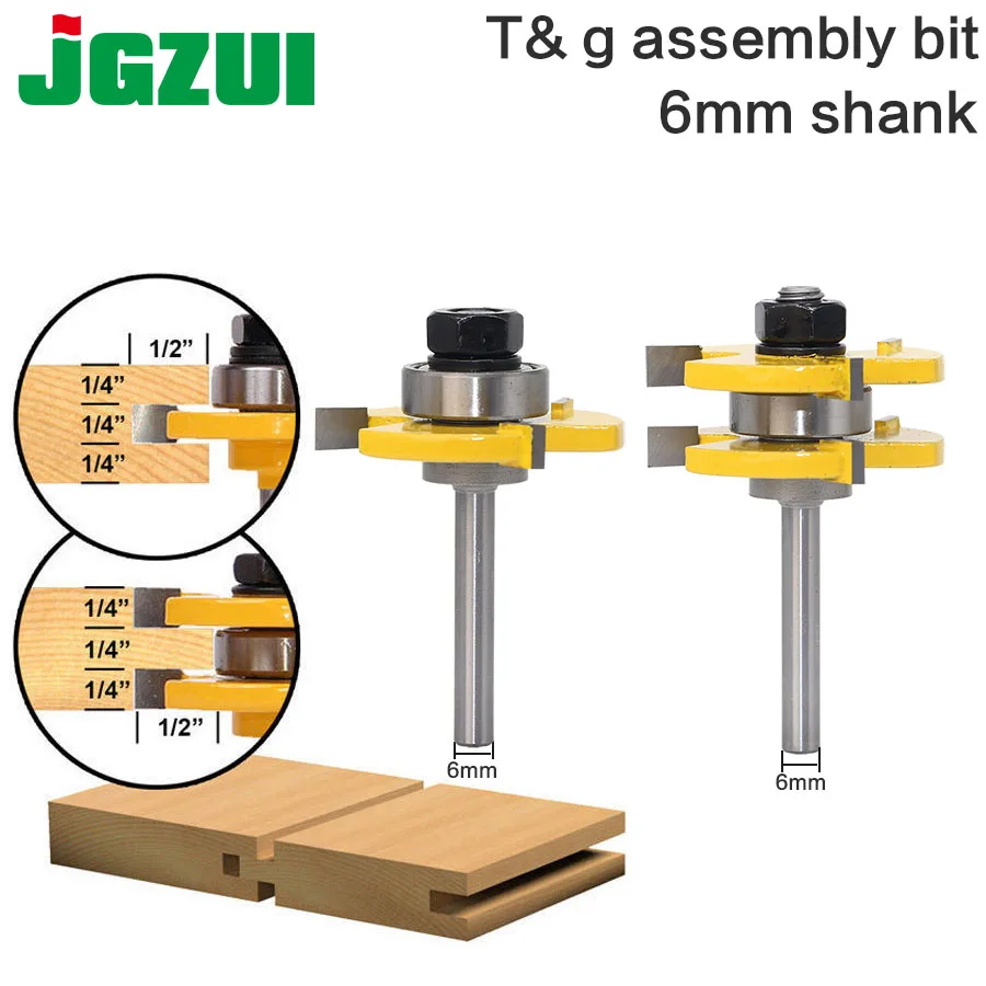 2 pcs 1/4" Matched Tongue And Groove Assembly Joint Router Bit Set CF 