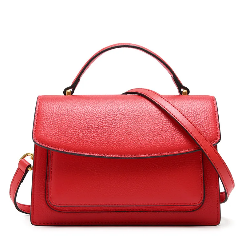 

1080 New Hundred Head Cowhide Leather Handbag Oblique Carrying Fashion Tide Single Shoulder Organ Woman Bag