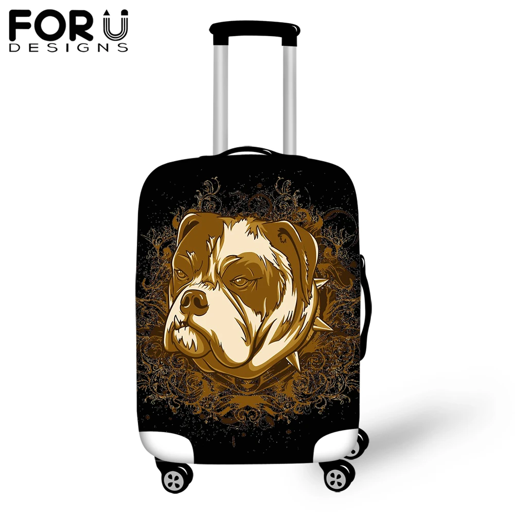 

FORUDESIGS Pitbull Dog Luggage Cover Customized Image Waterproof Travel Suitcase Cover 18-30inch Cases Elastic Luggage Protector