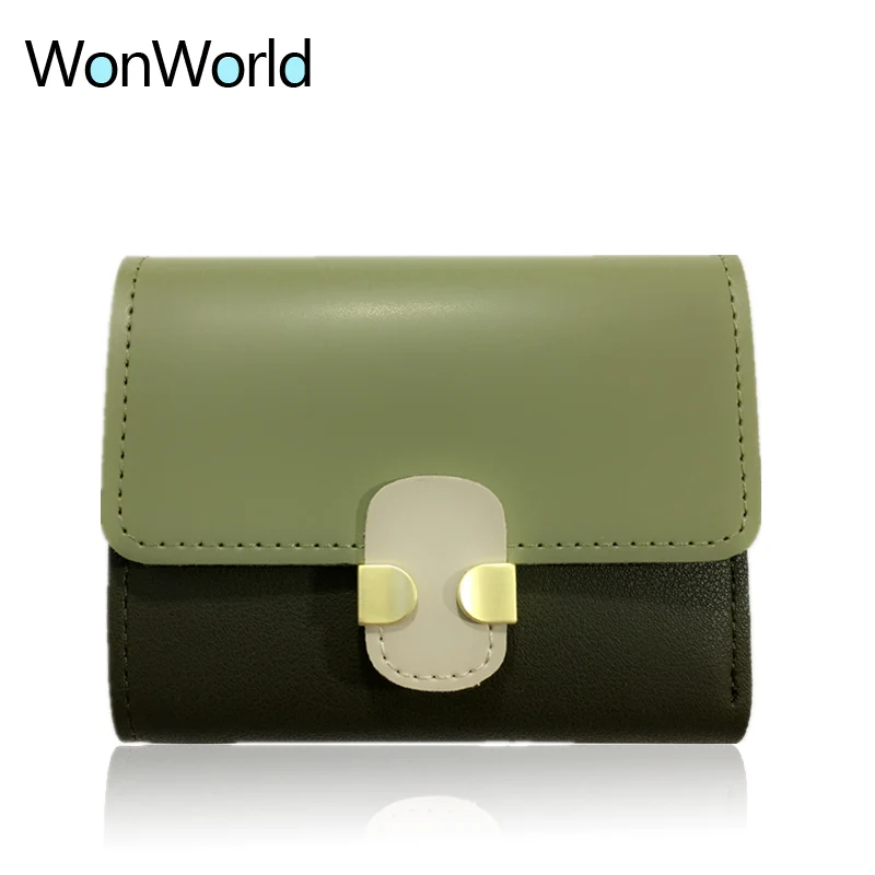 Wallet women top quality short Wallet PU leather slim female credit card holder Magic Zipper ...