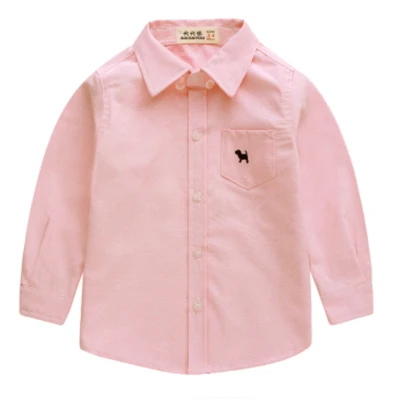 FCLHDWKK/детская хлопковая рубашка для маленьких мальчиков желтые, синие повседневные блузы и рубашки для мальчиков Одежда для маленьких девочек г. стиль, топ, рубашка для малышей - Цвет: dog pink