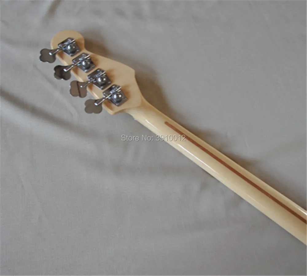 factory custom fretless Maple Fretboard jazz 4 strings white bass guitar reversed headstock electric guitar free shipping 