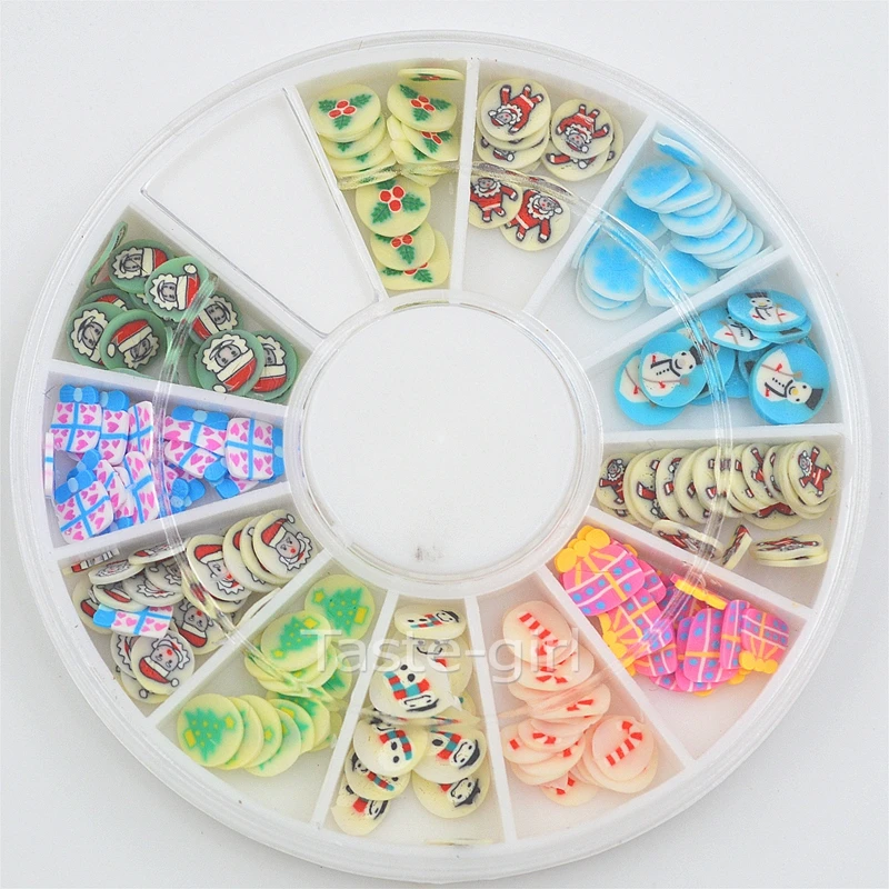12 цветов fimo украшение для Ногтей Колесо для нарезки красоты гвозди аксессуары ювелирные инструменты для маникюра «сделай сам» рождественские наклейки для ногтей