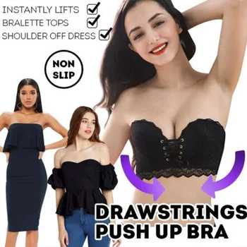 

Women Push-up Lace Bra Wire Free Breathable 4 Rows 3 Hooks Brassiere JL