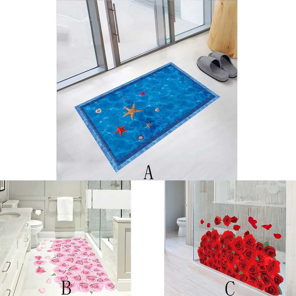 

2019 household products exquisite and good-looking 3D Ocean Flower Pool Sticker Aquarium Bathroom Decorative Wall Sticker