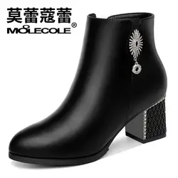 Moolecole/2018 новые зимние Модные женские туфли-лодочки Роскошная обувь Для женщин дизайнеры высокое туфли-лодочки на каблуке Женская обувь