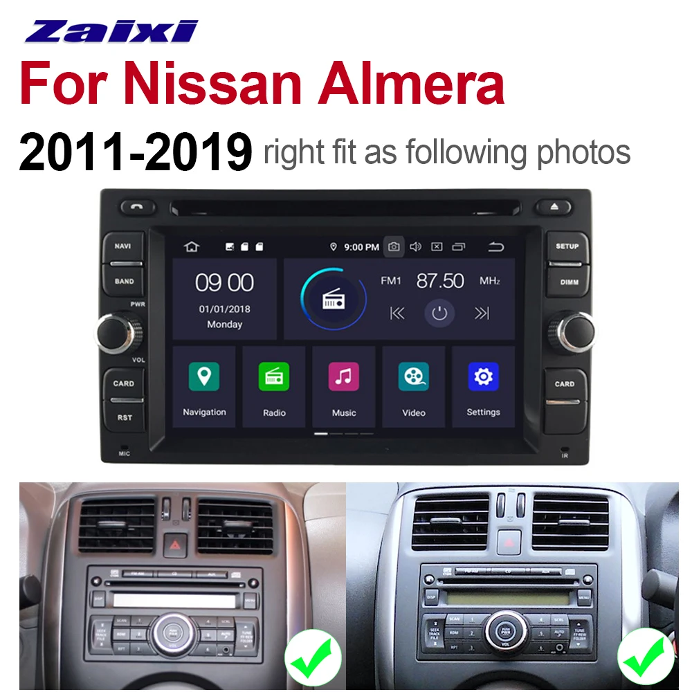 Perfect ZaiXi 4GB android 9.0 car dvd player for Nissan Almera 2011~2019 Multimedia GPS Navigation Map Autoradio WiFI Bluetooth HD 5