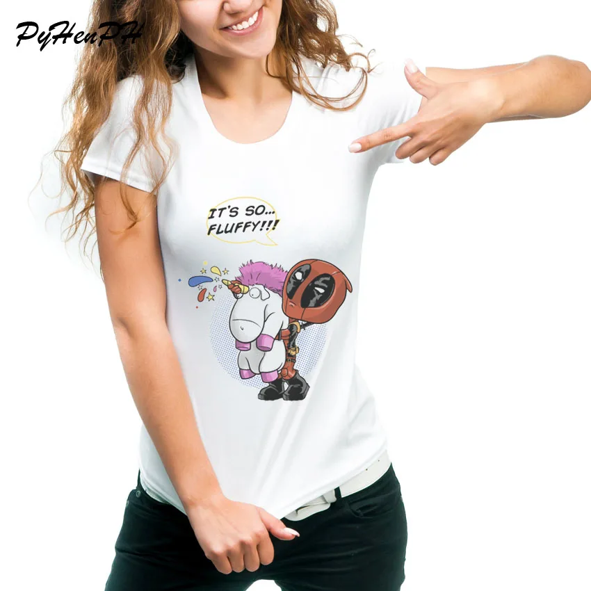 

New 2018 Brand Summer T Shirt Women Cute Deadpool It's so Fluffy printed Tshirt Funny tshirts short Sleeve camisetas feminina