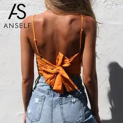 Anself Лето Кружево Up Crop Топы корректирующие Для женщин Лето 2017 г. пляж лук Cami Crop Top Sexy спинки Для женщин без рукавов Фитнес короткие танк топ