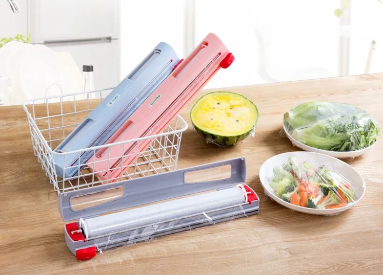 

Cling film cutter Frozen film cutter ABS material stainless steel bracket push and pull cutting safety easy replace plastic wrap