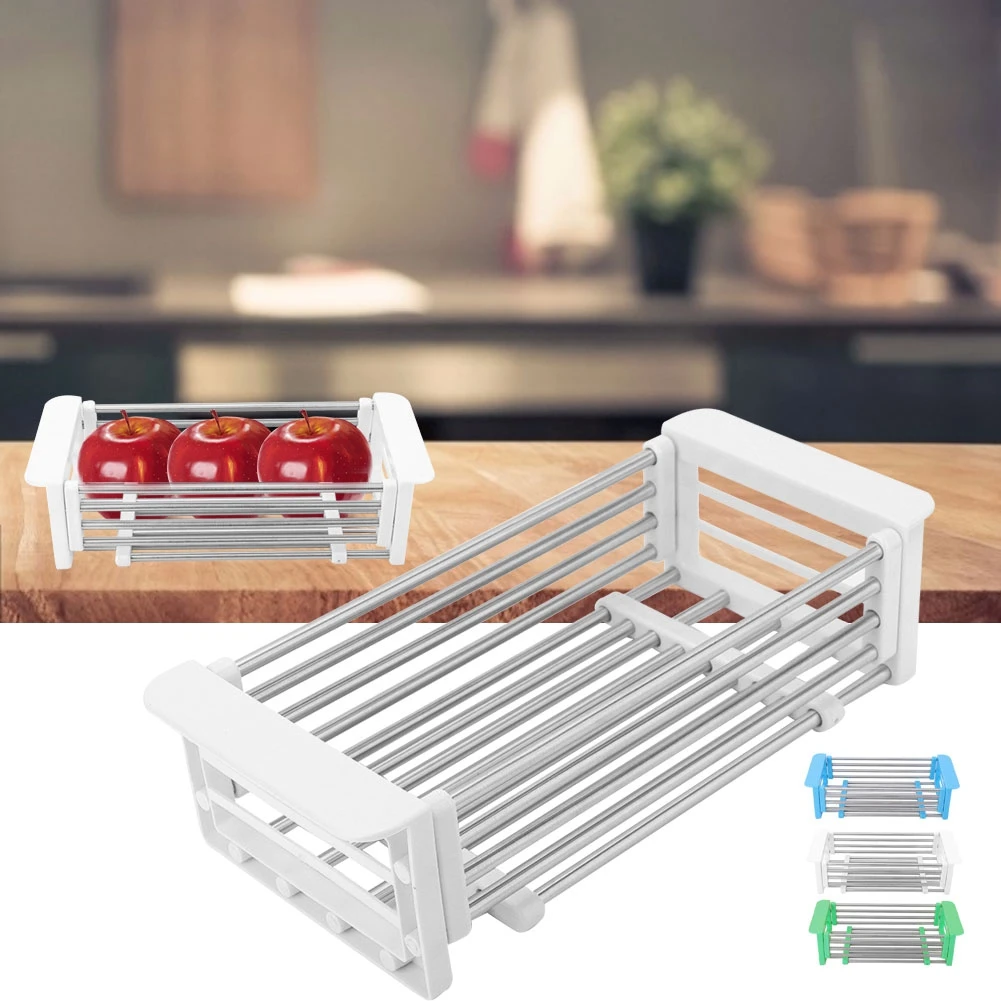 

Telescopic Retractable Drainer Rack Stainless Steel Sink Rack Fruit Storage Drying Rack Drainer for Vegetable Dishes Storage