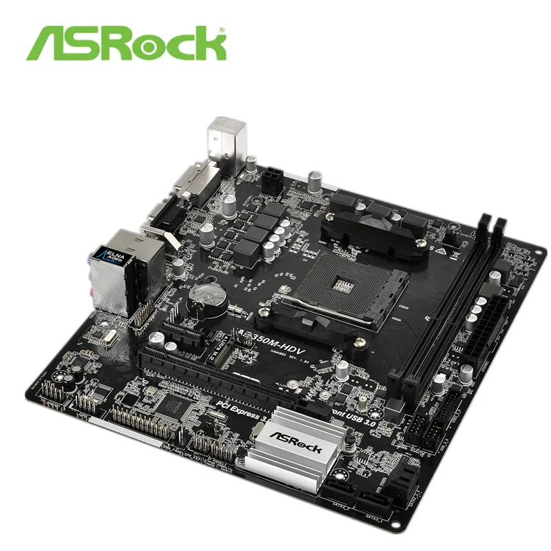 Полный ASRock AB350M материнская плата HDV AM4 интерфейс разгона B350 Настольная компьютерная материнская плата