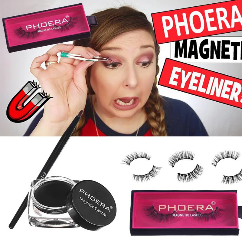 

New Hot Magnetic Liquid Eyeliner & Magnetic False Eyelashes & gel eyeliner Waterproof Long Lasting Eyeliner False Eyelashes