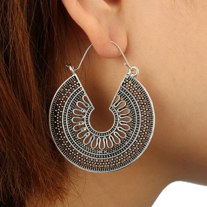 

Ethnic Earrings Vintage Hollow Floral Bohemia Dangle Women Jewelry Fashion Retro