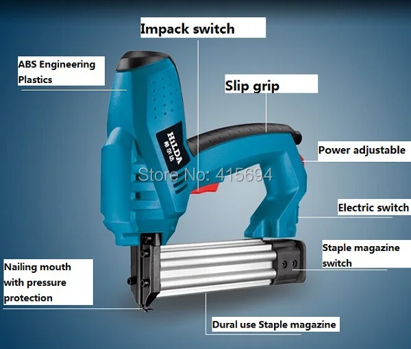 Эффективность самый быстрый Электрический гвоздь пистолет. Сила удара регулируемая, как u-гвоздь T-dual.household Электроинструмент