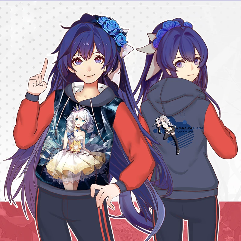 

Fashion Hoodie Anime Honkai Impact 3 Yae Sakura Hooded Sweatshirt Full Color Print Pullover Spring Autumn Teen Couple Coat Top