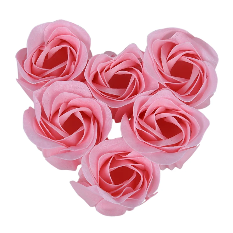 6 Pcs Light Pink Decorative Fragrant Rose Bud Petal Soap Wedding Favor