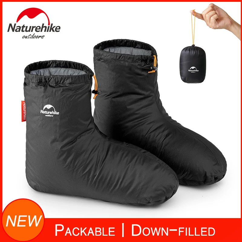 Naturehike Feather Shoes Warm Duck Down Socks Outdoor/Indoor Waterproof Winter Fleece Socks Bedroom Office Non-slip Super Warm Footwear Snowboard Riding Shoes
