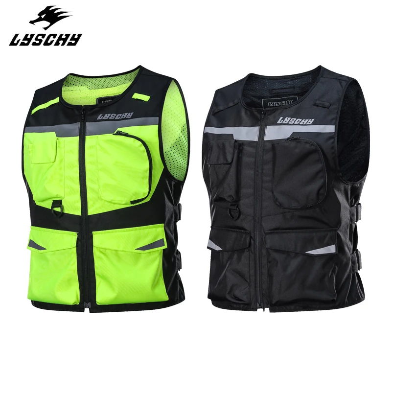 

LYSCHY Motorcycle Vest Reflective Waistcoat Breathable High Visibility Racing Vest Jackets Giubbotto Moto Chaleco Summer Spring