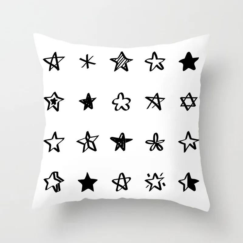 Black and White Geometric Sofa Cushion Cover