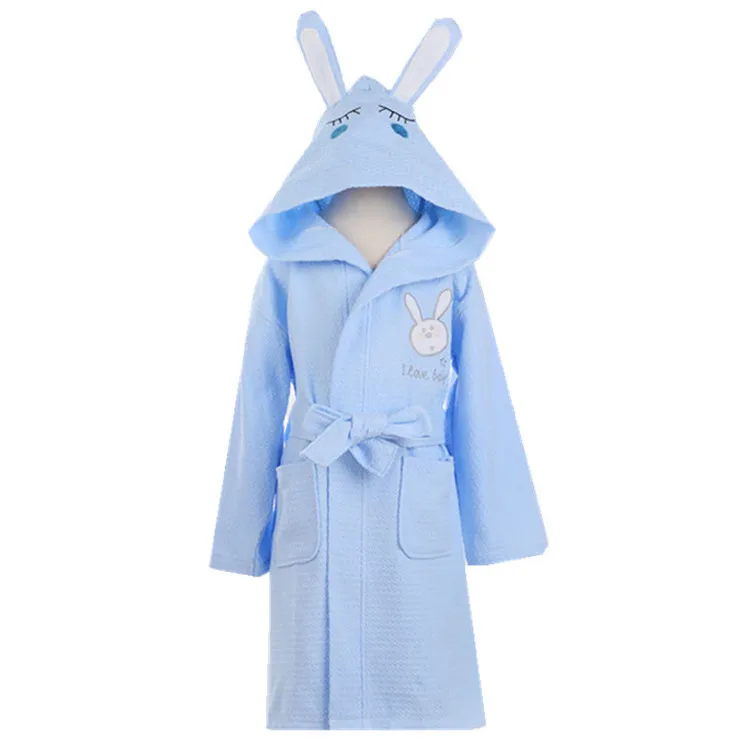 Boys Girls Bathrobe Waffle Robes Children's Bathrobes Kids Hooded White Blue Pink Sleepwear  Robes Lovely Rabbit Pajamas Gowns 4 750